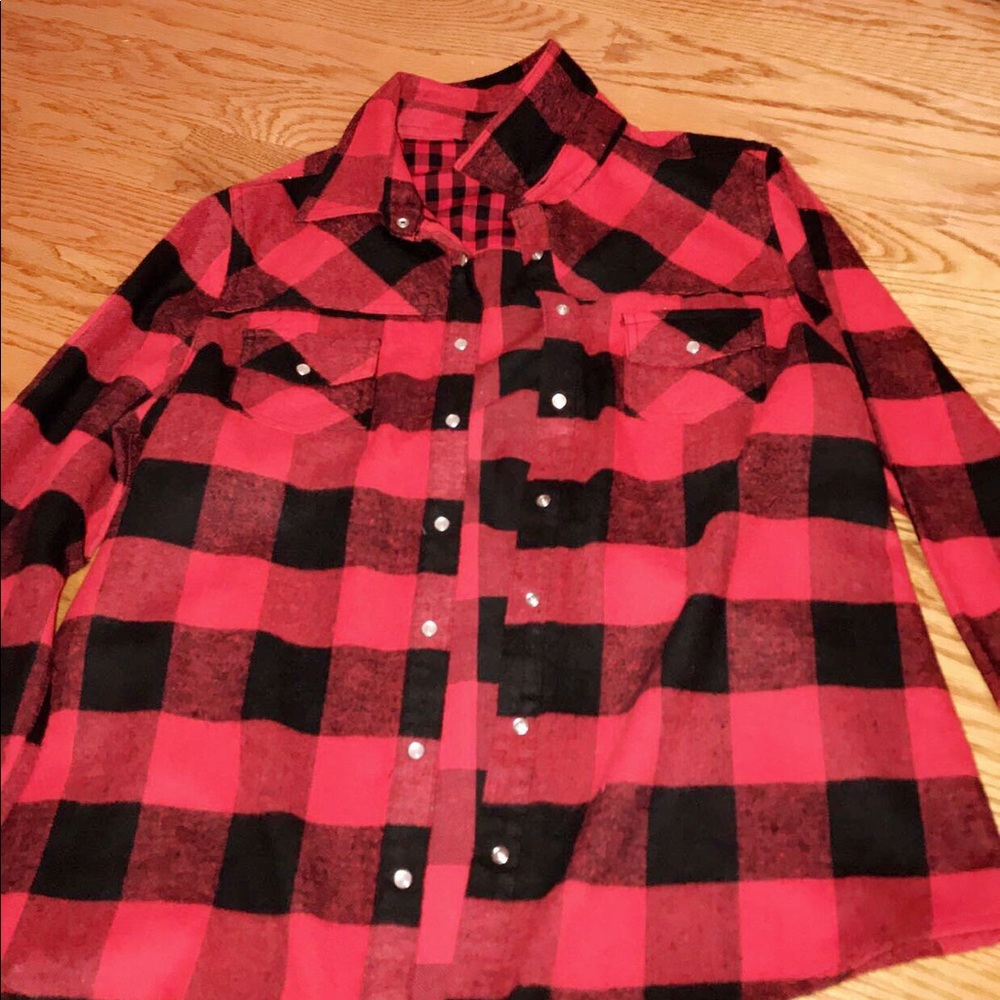 A black and red checkered flannel.
